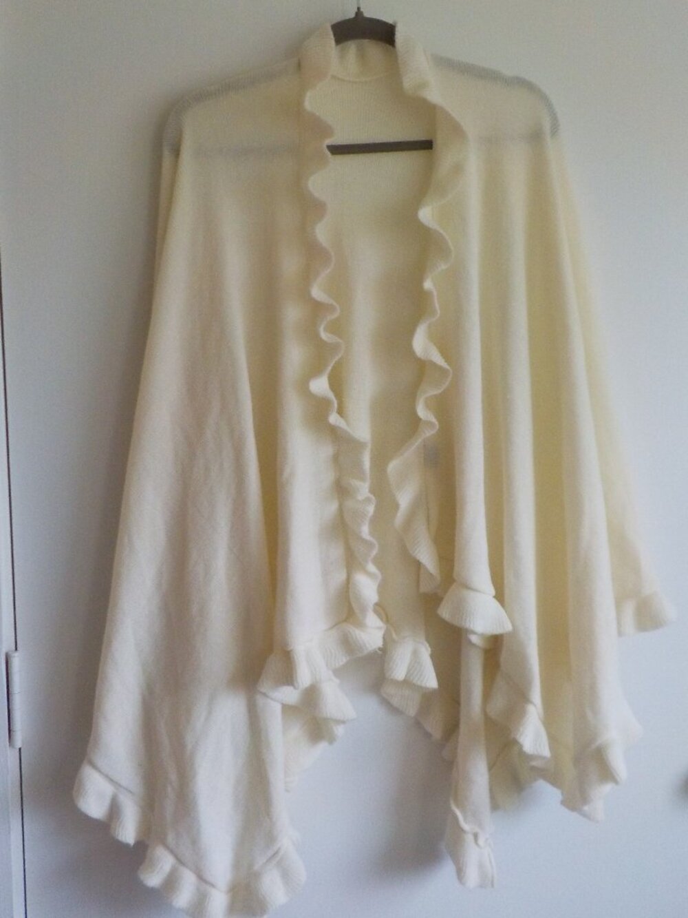 Shawl Wrap Shrug Coverup Sweater - One Size - Off White Ruffle (2331)
